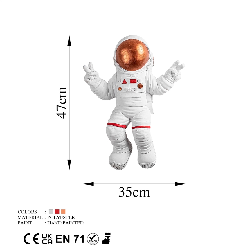 Väggdekoration 47x35 cm astronaut koppar