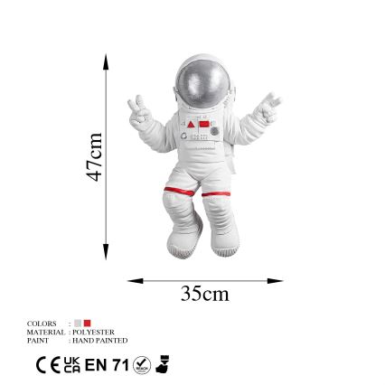 Väggdekoration 47x35 cm astronaut silver