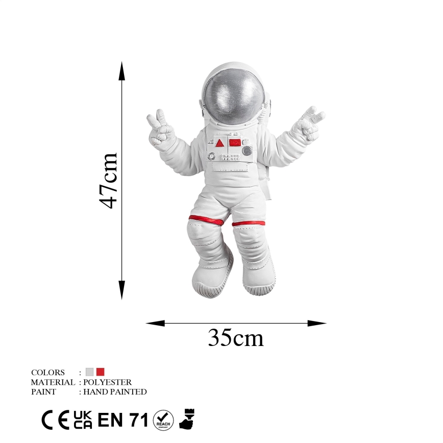 Väggdekoration 47x35 cm astronaut silver