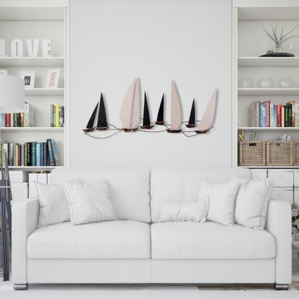 Väggdekoration 52x117 cm segelbåt i metall