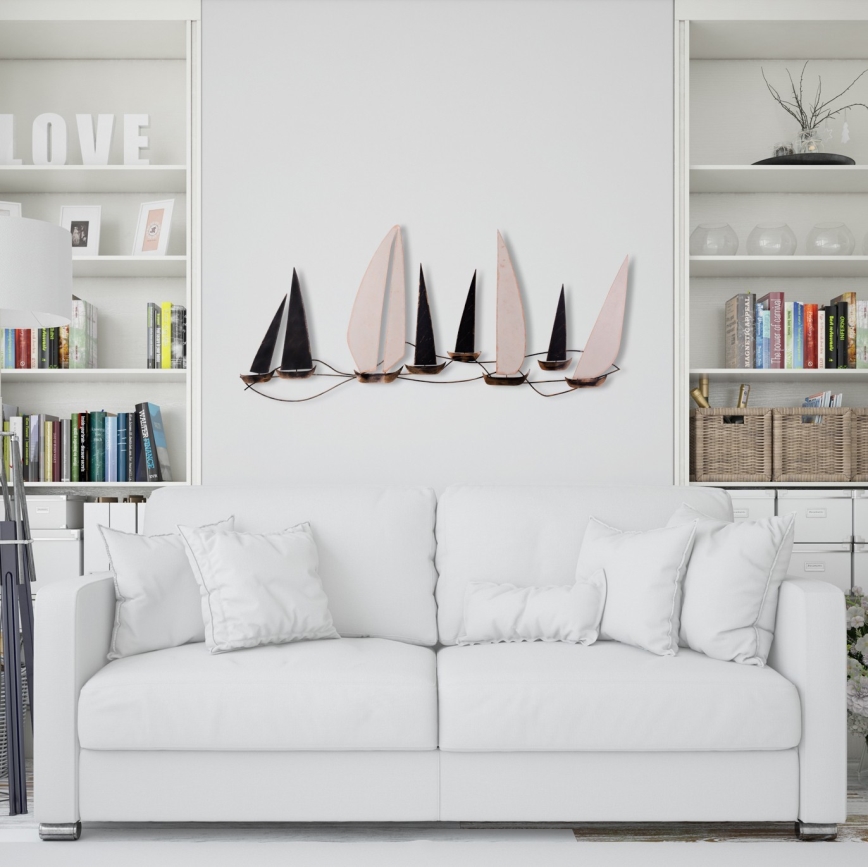 Väggdekoration 52x117 cm segelbåt i metall