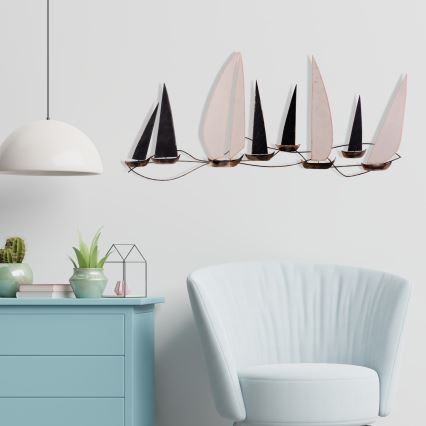 Väggdekoration 52x117 cm segelbåt i metall
