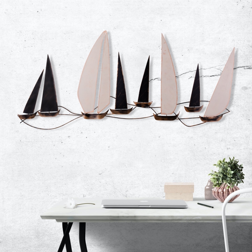 Väggdekoration 52x117 cm segelbåt i metall