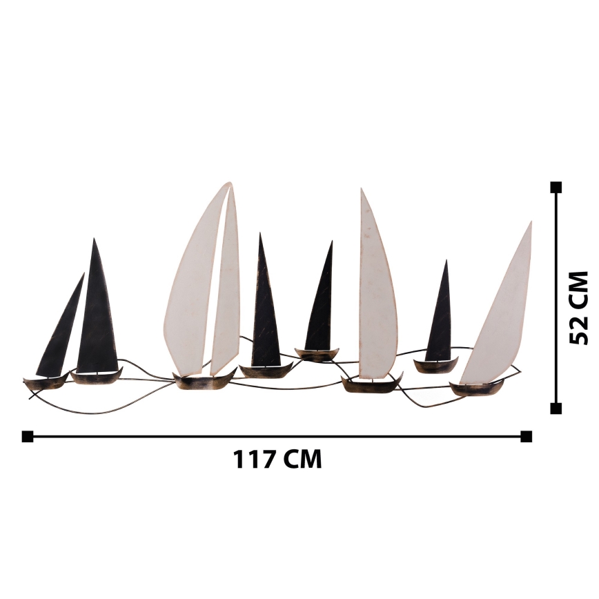 Väggdekoration 52x117 cm segelbåt i metall