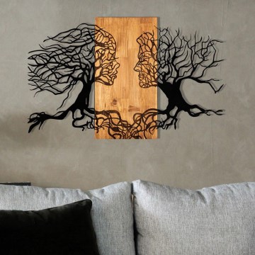 Väggdekoration 58x92 cm Livets träd trä/metal