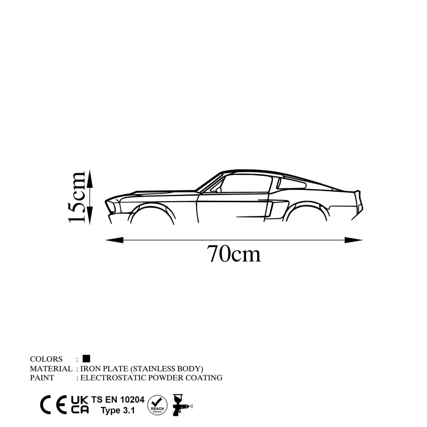 Väggdekoration 70x15 cm car metall