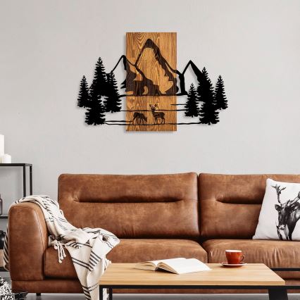 Väggdekoration 88x57 cm berg trä/metall