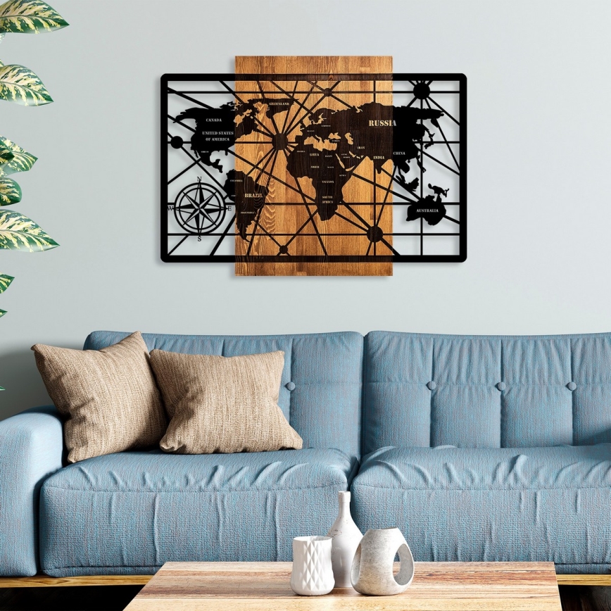 Väggdekoration 96x70 cm karta