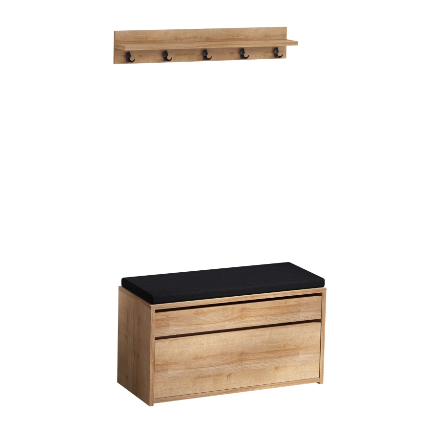 Vägghängare BOBY 15x80 cm + skoskåp 42x80 cm brun/svart