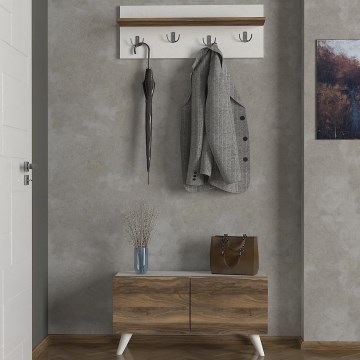 Vägghängare LORES 29,5x80 cm + skoskåp 41,5x80 cm brun/vit