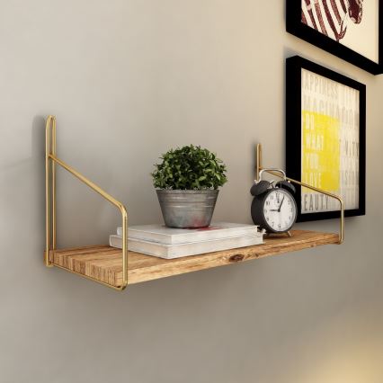 Vägghylla 45x16 cm ek/guld