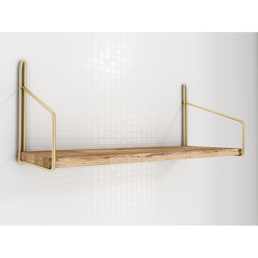 Vägghylla 45x16 cm ek/guld