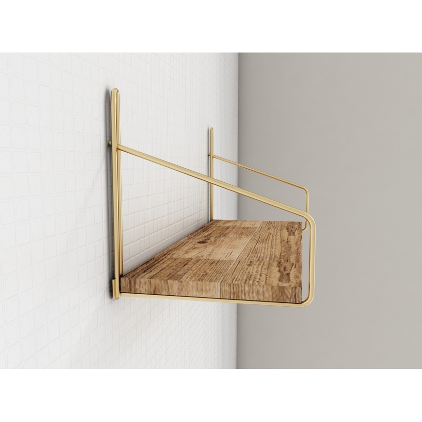 Vägghylla 45x16 cm ek/guld