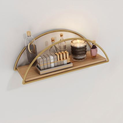 Vägghylla 45x18 cm ek/guld