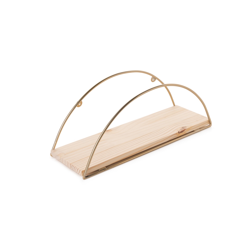 Vägghylla 45x18 cm ek/guld