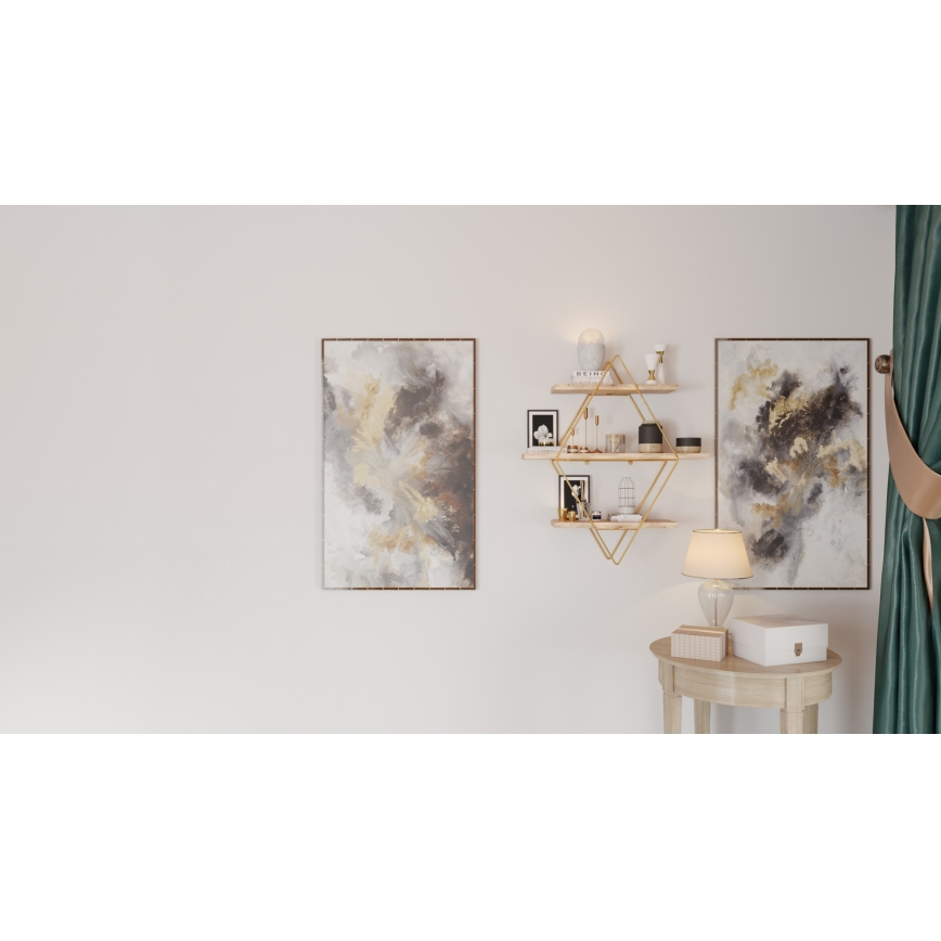 Vägghylla 70x60 cm guld/brun