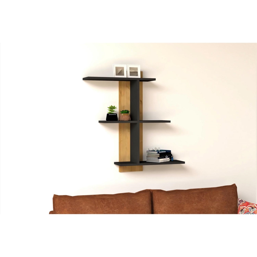 Vägghylla BAHRO 90x111 cm antracit/brun