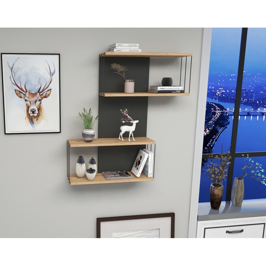 Vägghylla DESTAN 96x65 cm antracit/brun