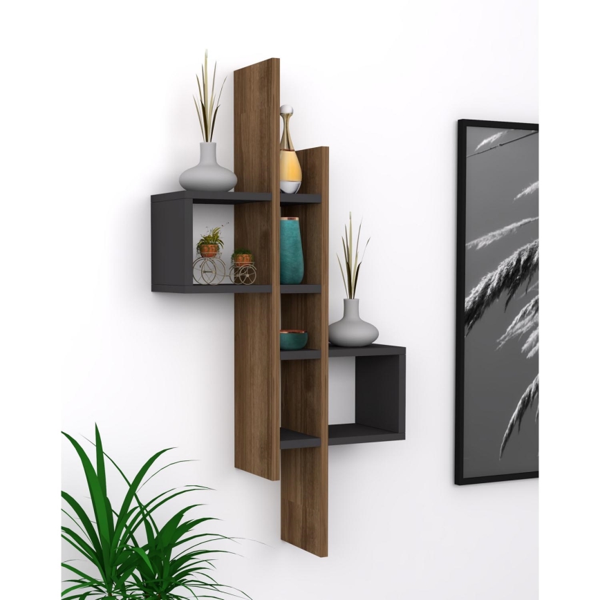 Vägghylla EMSE 108x53,8 cm brun/antracit