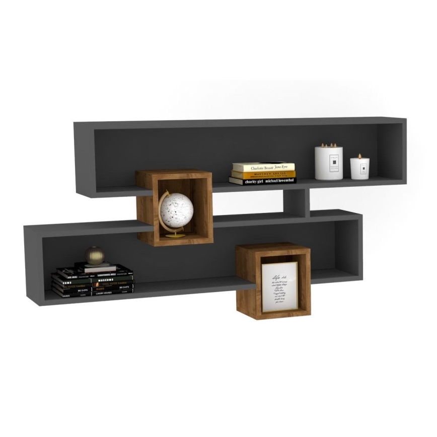 Vägghylla KAREN 120x72,2 cm antracit/brun