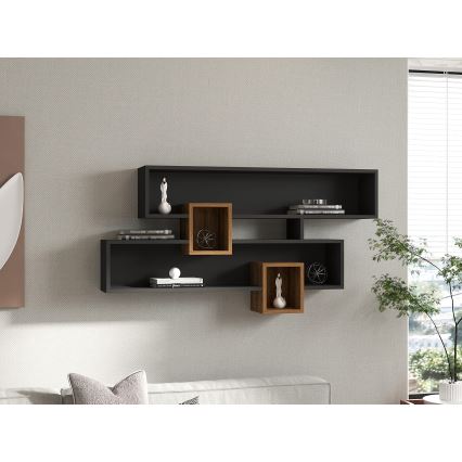 Vägghylla KAREN 120x72,2 cm antracit/brun