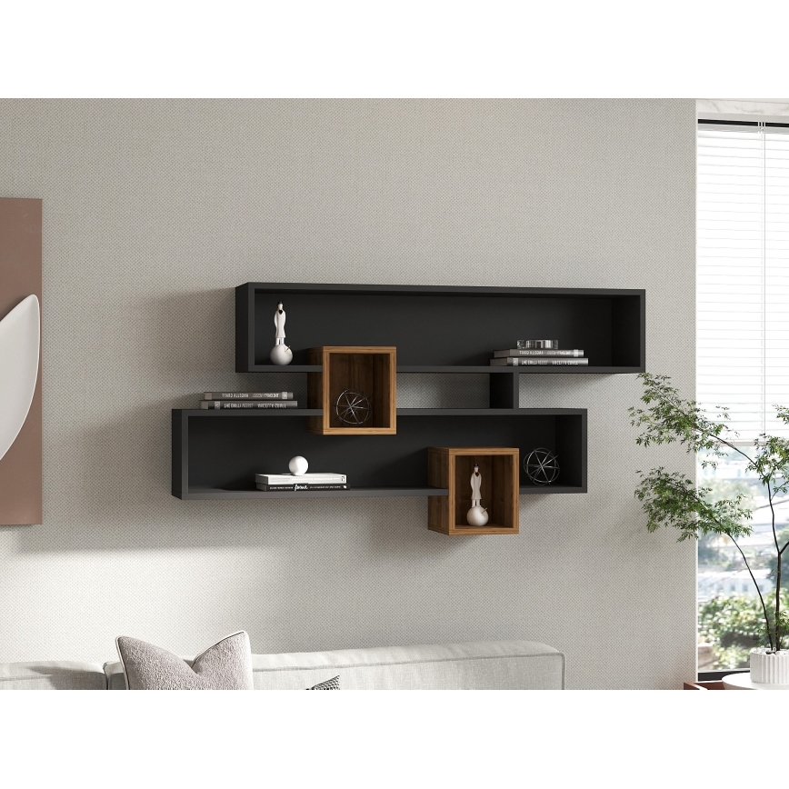 Vägghylla KAREN 120x72,2 cm antracit/brun