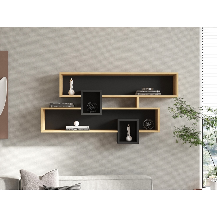 Vägghylla KAREN 120x72,2 cm brun/antracit