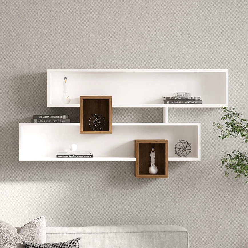 Vägghylla KAREN 120x72,2 cm vit/brun
