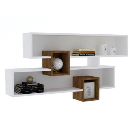Vägghylla KAREN 120x72,2 cm vit/brun