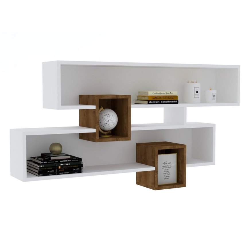 Vägghylla KAREN 120x72,2 cm vit/brun