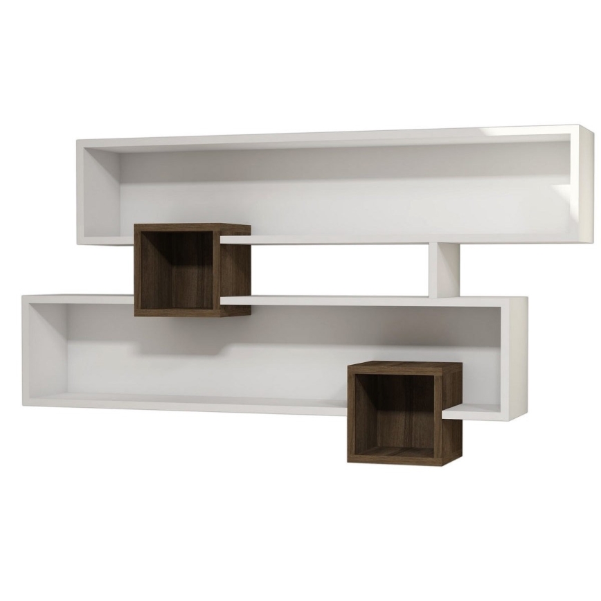 Vägghylla KAREN 120x72,2 cm vit/brun