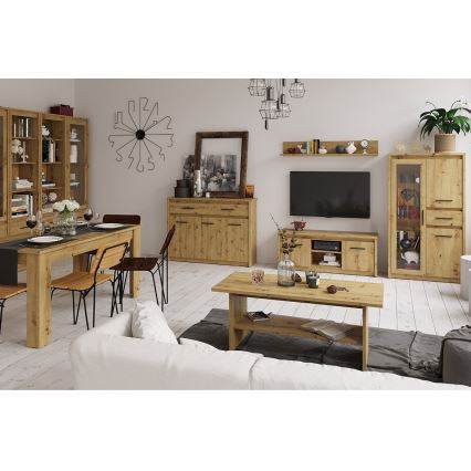 Väggmonterad hylla LEORI 20x86,5 cm artisan ek