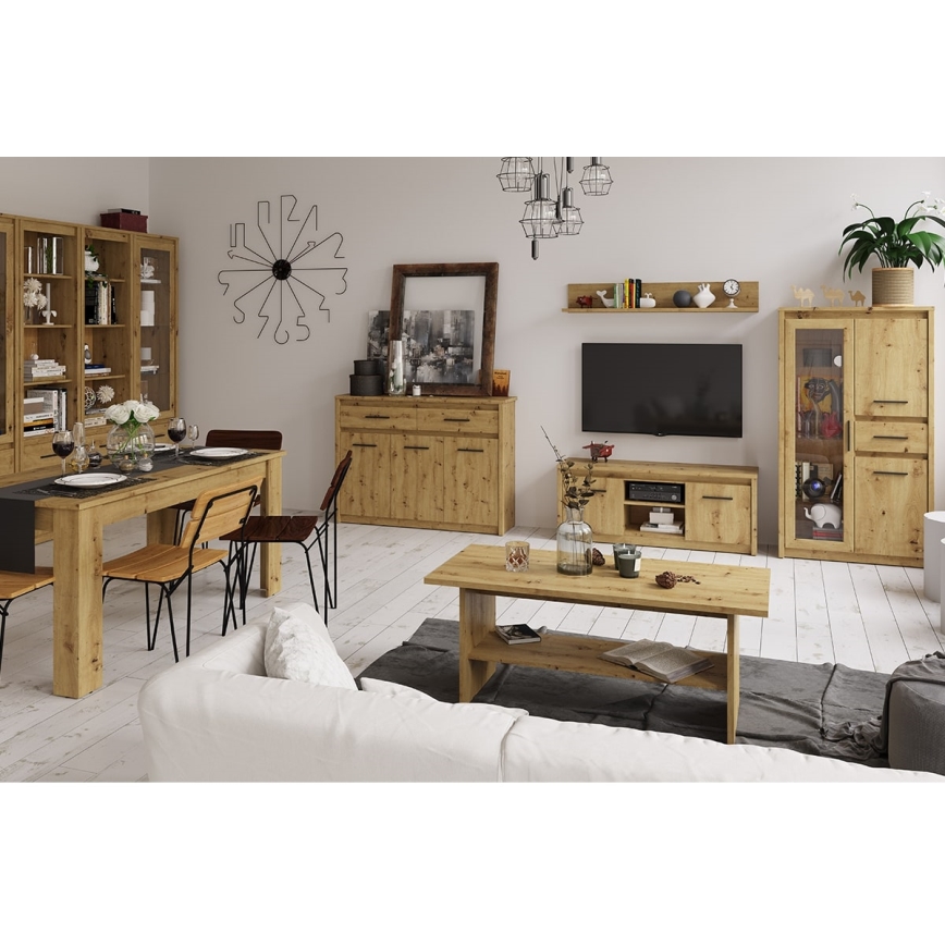 Väggmonterad hylla LEORI 20x86,5 cm artisan ek