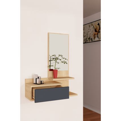 Vägghylla med en mirror ROZELLA 90x60 cm beige/antracit