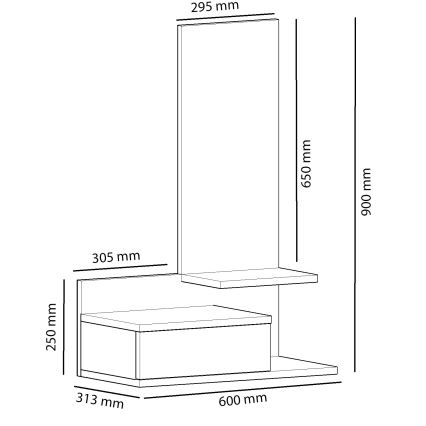 Vägghylla med en mirror ROZELLA 90x60 cm beige/antracit