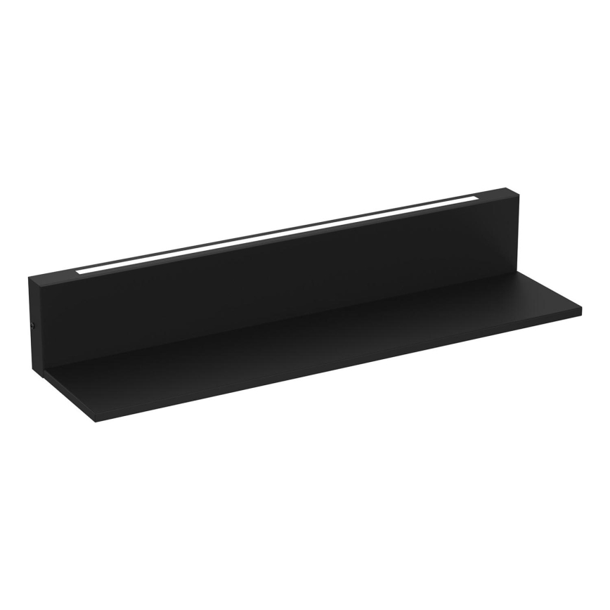 Vägghylla med LED-belysning SHELF 10x60 cm svart