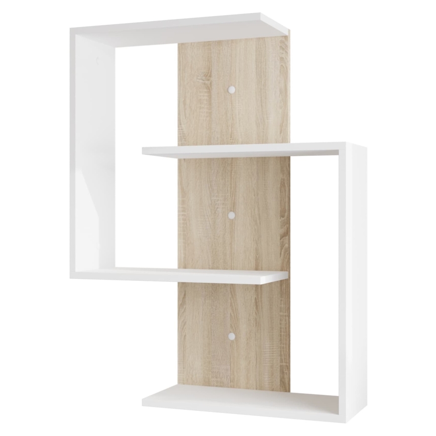 Väggmonterad hylla MORIKO 85x65 cm vit/sonoma ek