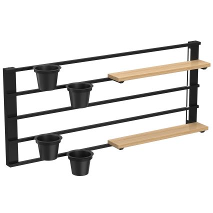 Vägghylla ned blomkrukor och LED belysning SHELF 50x118 cm svart/beige/tall