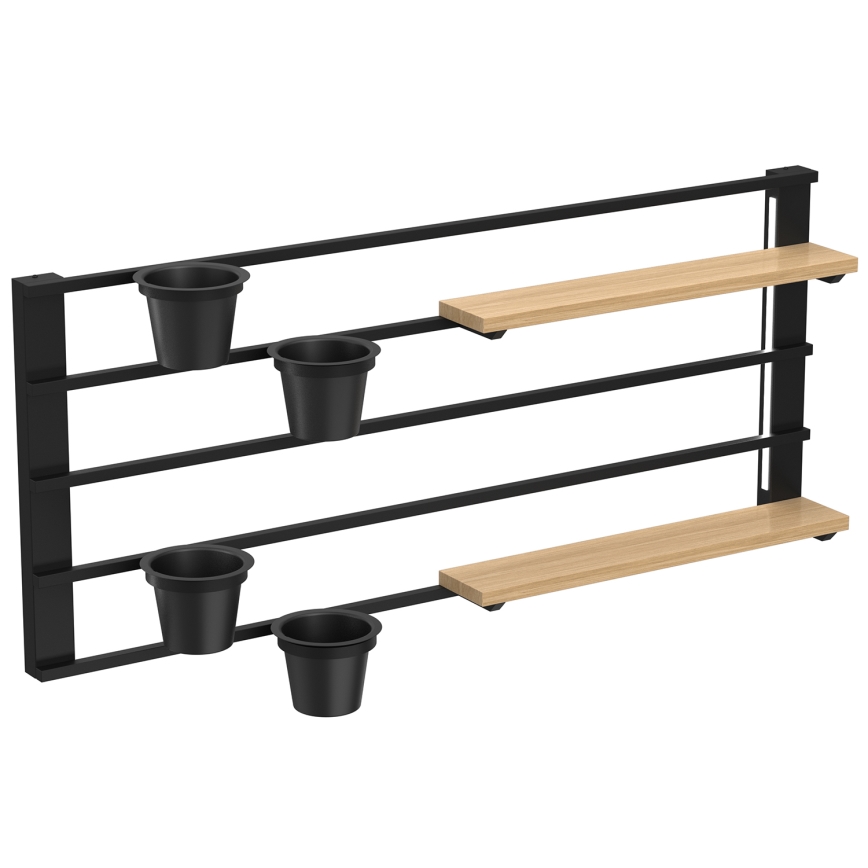 Vägghylla ned blomkrukor och LED belysning SHELF 50x118 cm svart/beige/tall