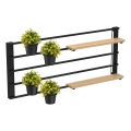 Vägghylla ned blomkrukor och LED belysning SHELF 50x118 cm svart/beige/tall