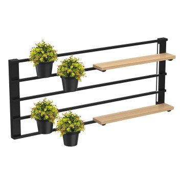 Vägghylla ned blomkrukor och LED belysning SHELF 50x118 cm svart/beige/tall