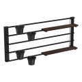 Vägghylla ned blomkrukor och LED belysning SHELF 50x118 cm svart/brun/tall