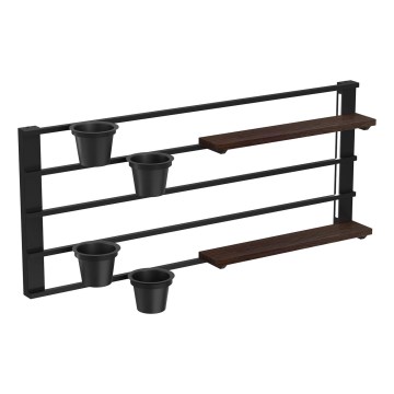 Vägghylla ned blomkrukor och LED belysning SHELF 50x118 cm svart/brun/tall