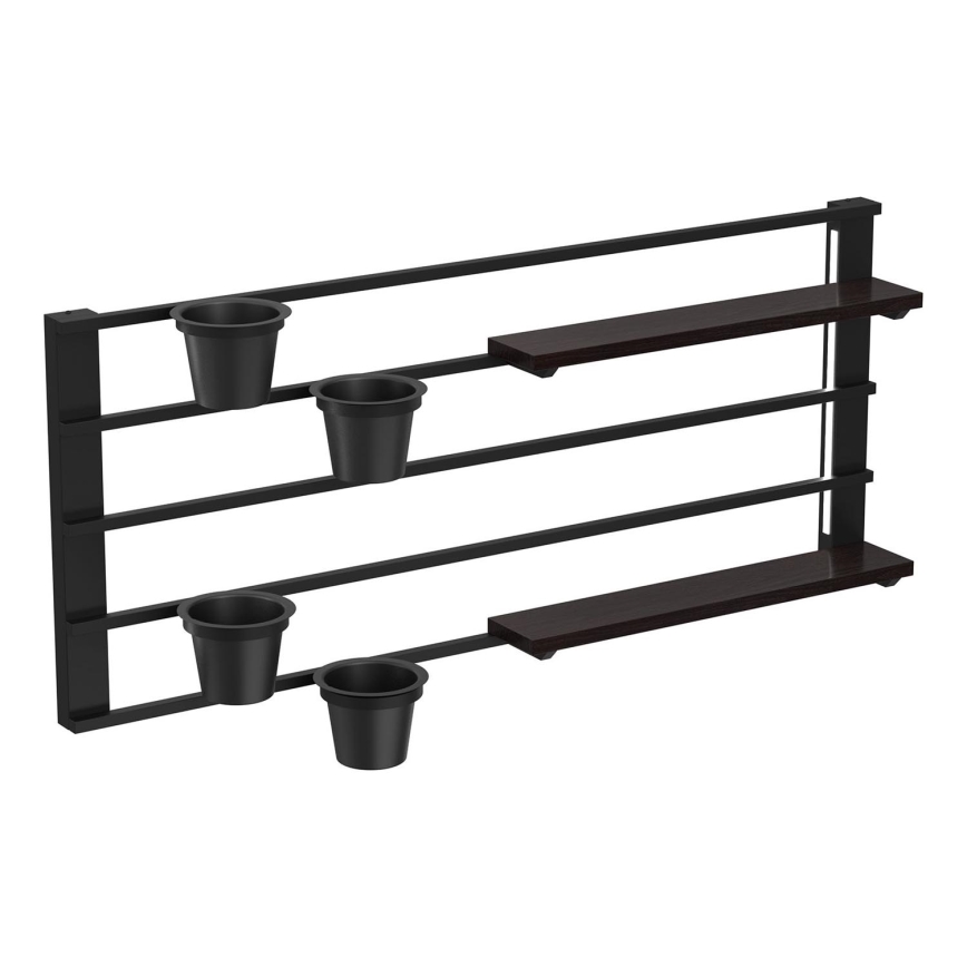 Vägghylla ned blomkrukor och LED belysning SHELF 50x118 cm svart/tall