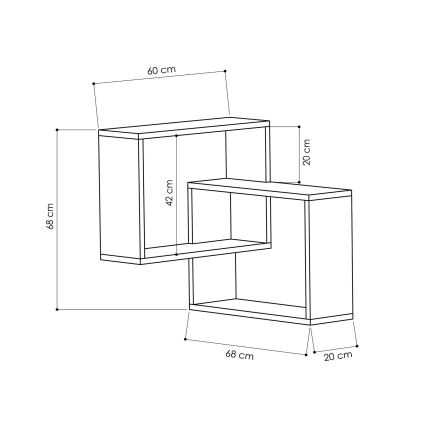 Vägghylla RING 68x68 cm brun