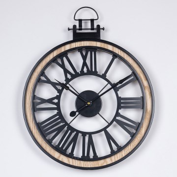 Väggklocka 1xAA diameter 40 cm svart/grädde