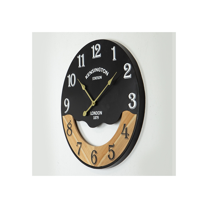Väggklocka 1xAA diameter 60 cm svart/beige