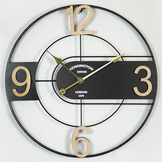 Väggklocka 1xAA diameter 60 cm svart