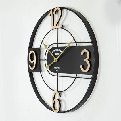 Väggklocka 1xAA diameter 60 cm svart