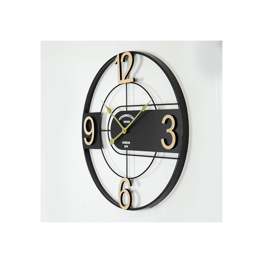 Väggklocka 1xAA diameter 60 cm svart